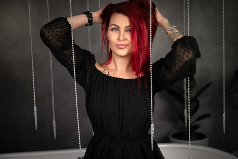 Photo red hair dress
