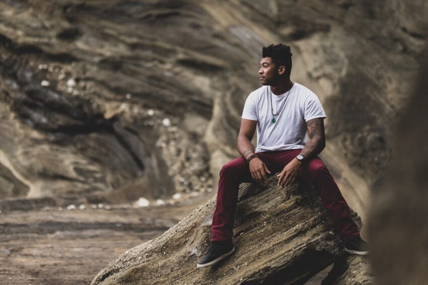 Photo burgundy pants